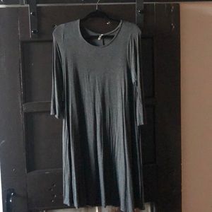 3/4 length sleeve gray t shirt dress